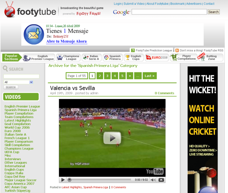 FootyTube, una web de videos de fútbol