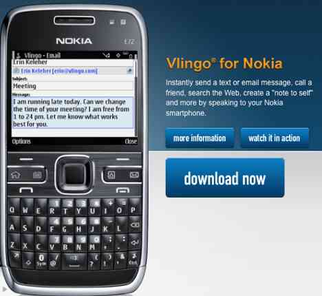 Vlingo para Nokia N97 y Nokia E72 2
