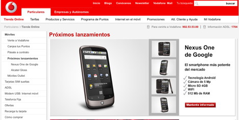 España: Google Nexus One con Vodafone en Mayo 7
