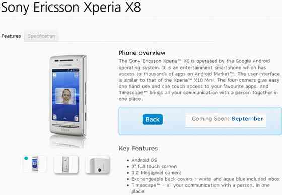 O2 anuncia la llegada del Sony Ericsson Xperia X8 a Reino Unido 5
