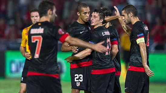 atletico de madrid vence al hapoel de tel aviv