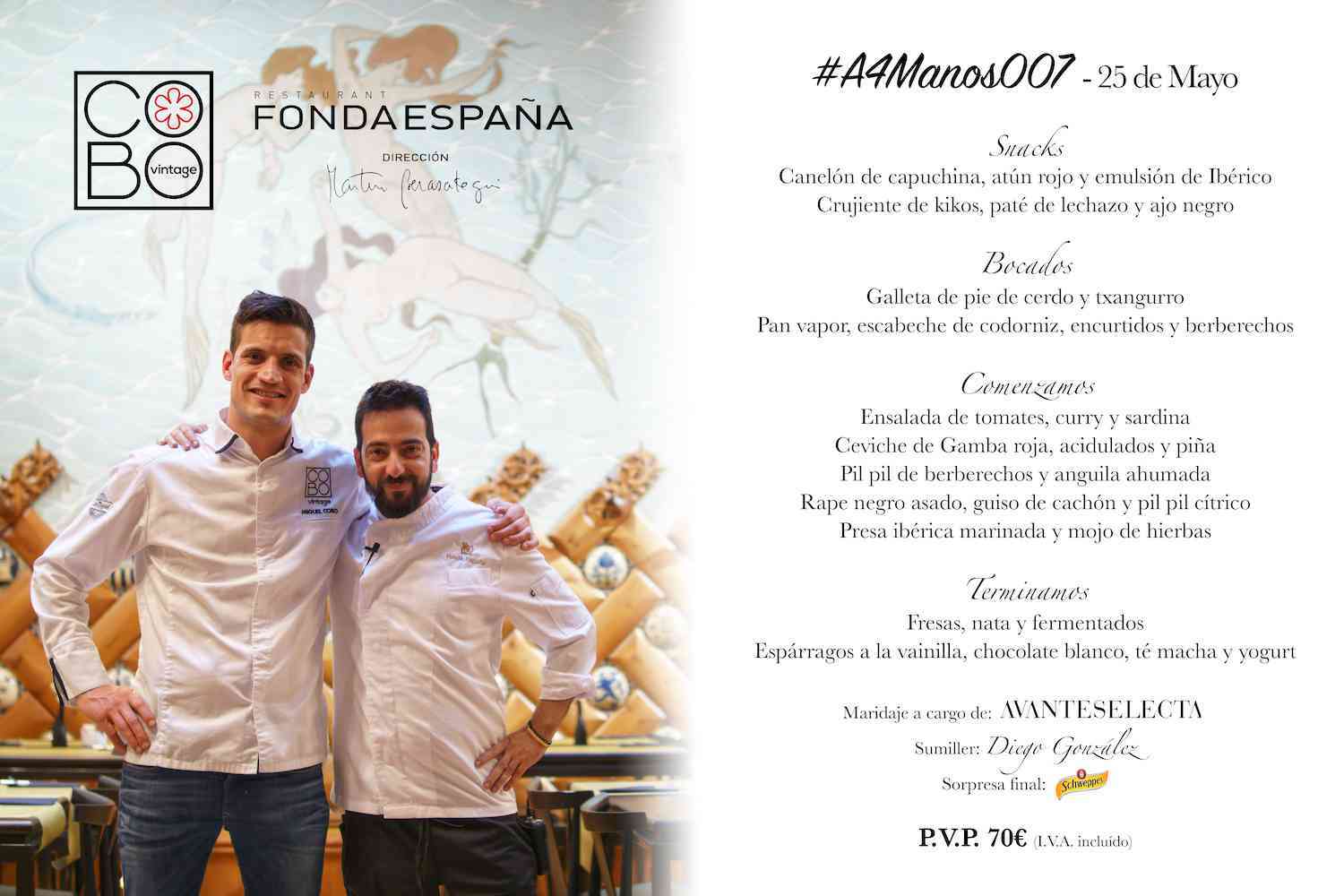Vuelven las cenas pop-up #A4Manos a Cobo Vintage 21