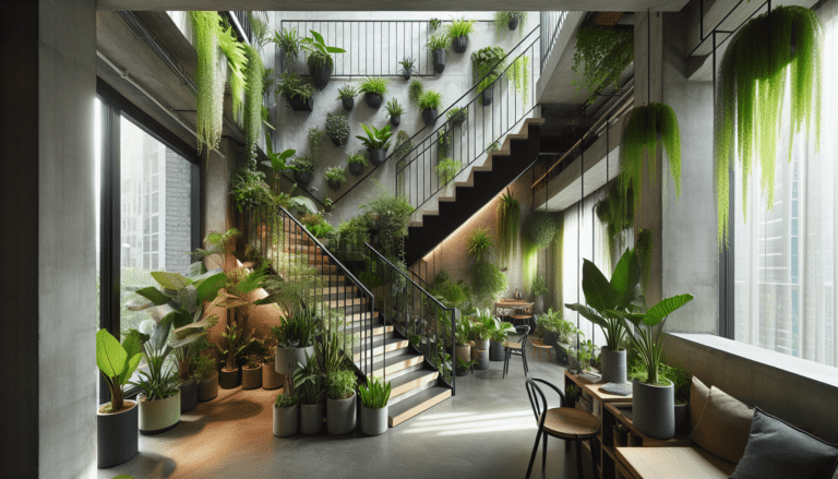 Decorar con plantas el hueco de la escalera