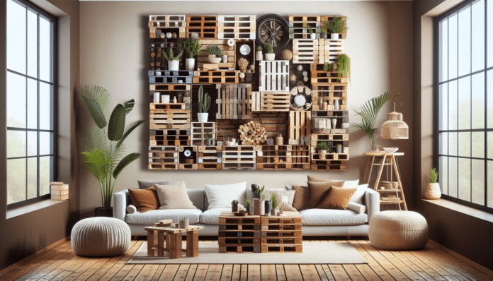 salón decorado con palets de estilo rústico