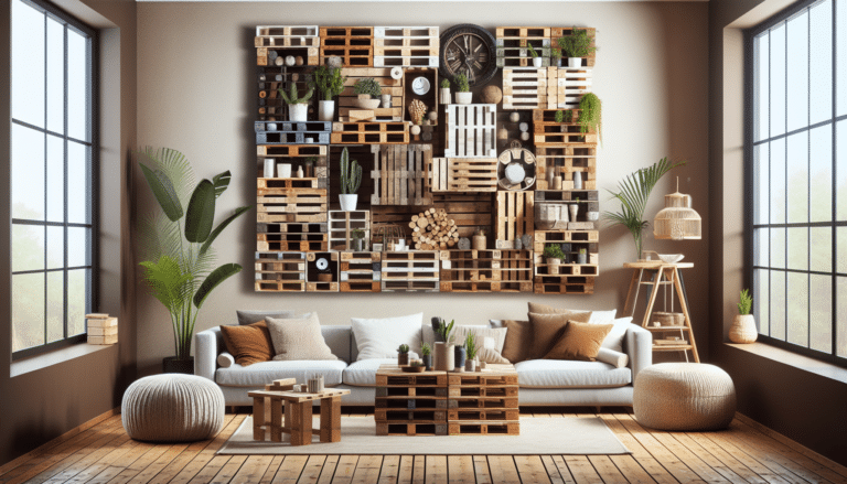 sal&oacute;n decorado con palets de estilo r&uacute;stico