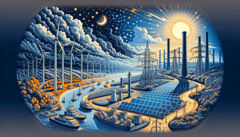 Wind turbines and solar pannels.