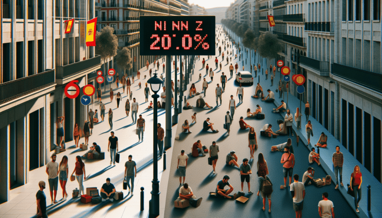 A young person with a backpack is walking in a crowded street