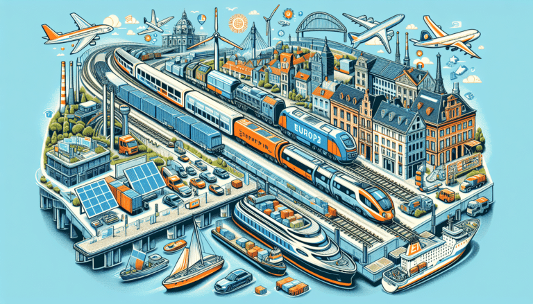 Three people on train station with the train passing by.