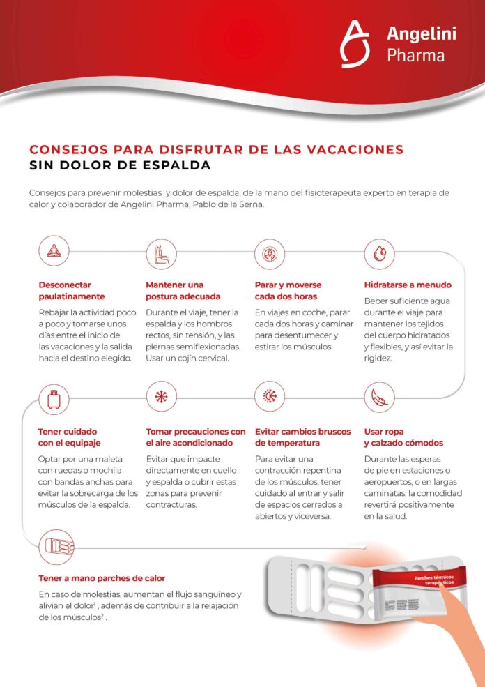 Angelini Pharma propone consejos para disfrutar de las vacaciones sin dolor de espalda