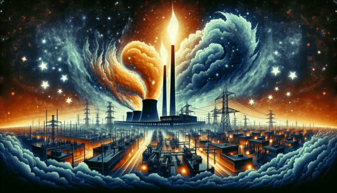 a power plant at night