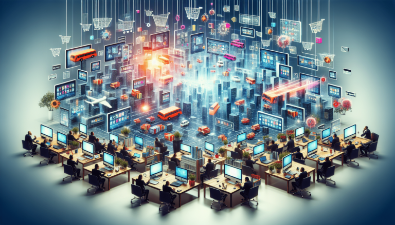 4 people are standing and sitting around a table with Computers/Laptops and talking about something on the screens