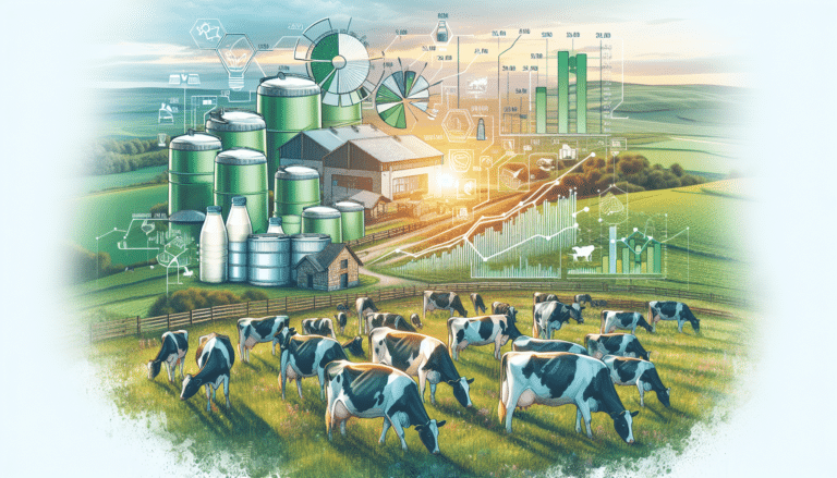 Person pours milk inside a jug with cow in the background