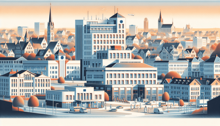 doctor going through a tablet with a patient laying in a hospital bed in the back.