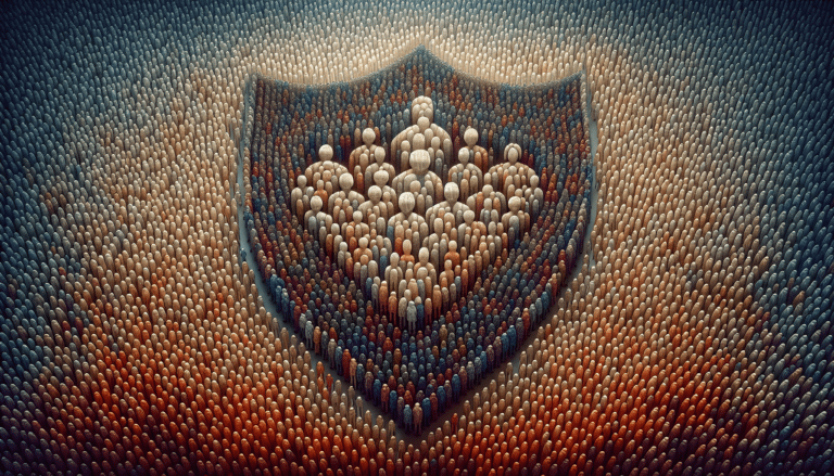 A person wearing a blue scarf holding a small child with a yellow winter cap.