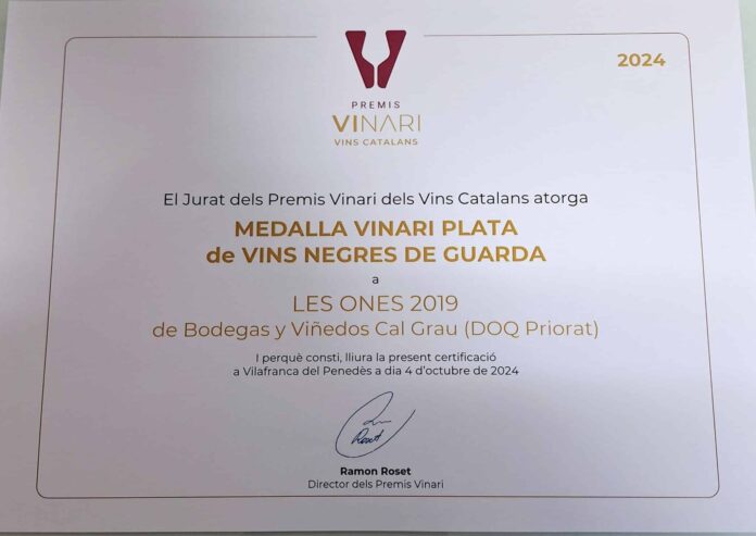 Clos Badaceli Garnacha 2018 y Les Ones 2019 premiados en los Premios Vinari 2024