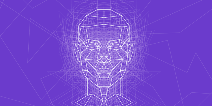 Image of face outline put together with several lines. Very cyberpunk.