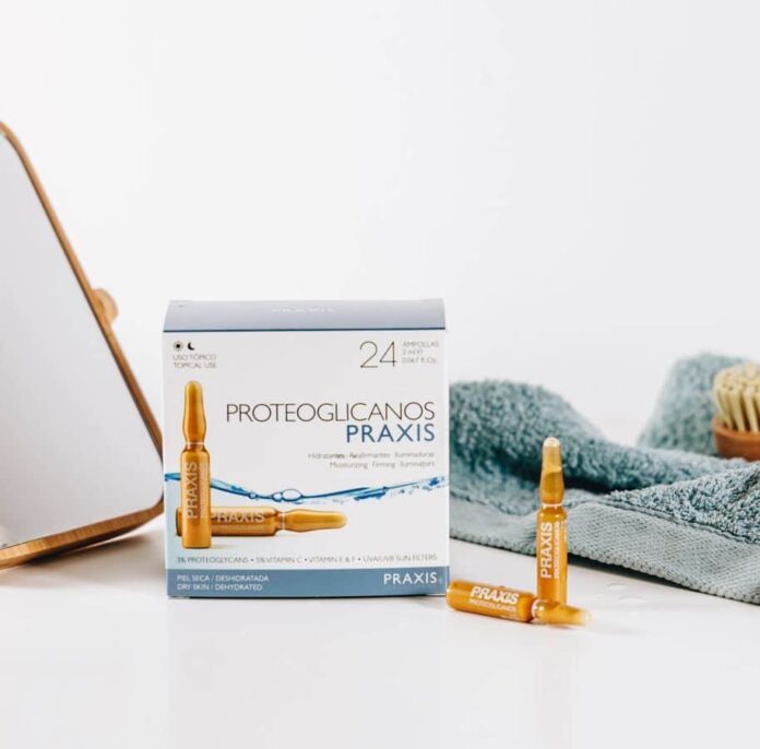 Praxis presenta sus proteoglicanos, el potente activo antiedad que retiene mil veces su peso en agua, aporta firmeza y reduce las arrugas