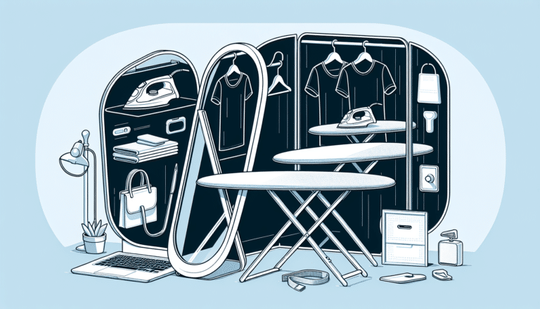 un espejo de diseño que se transforma en tabla de planchar