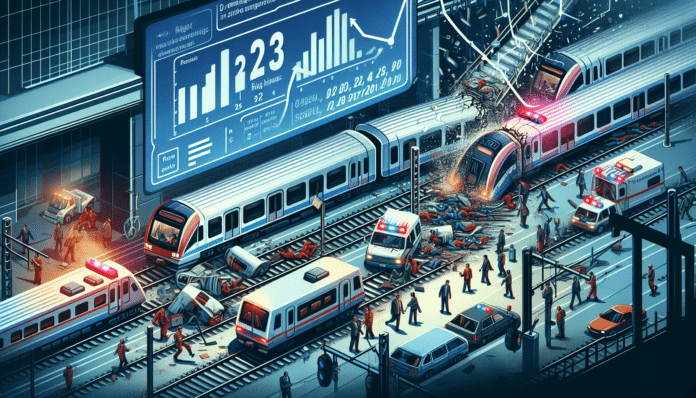 2 trains crashing.