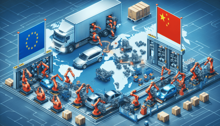 Production process by automatised robot in automotive industry.