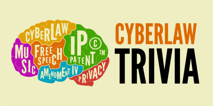 CyberLaw Trivia Banner with a multicolored brain