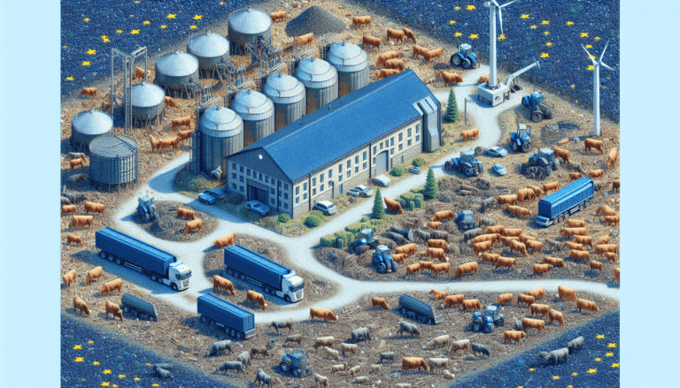 Storage of manure in 4 big round facilities and storage houses