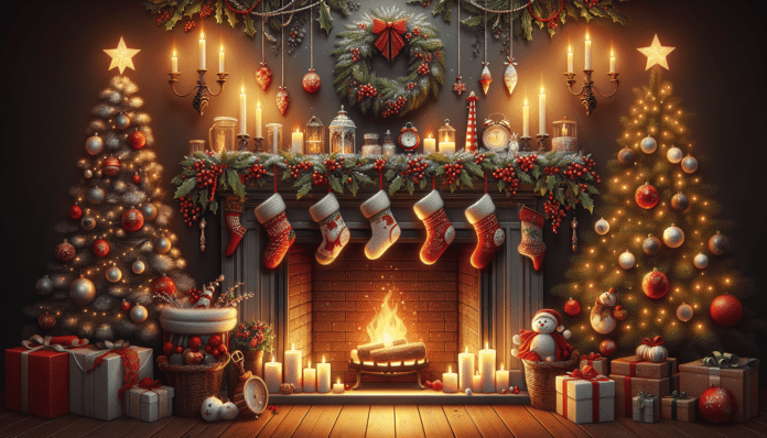 Decoración chimenea navideña