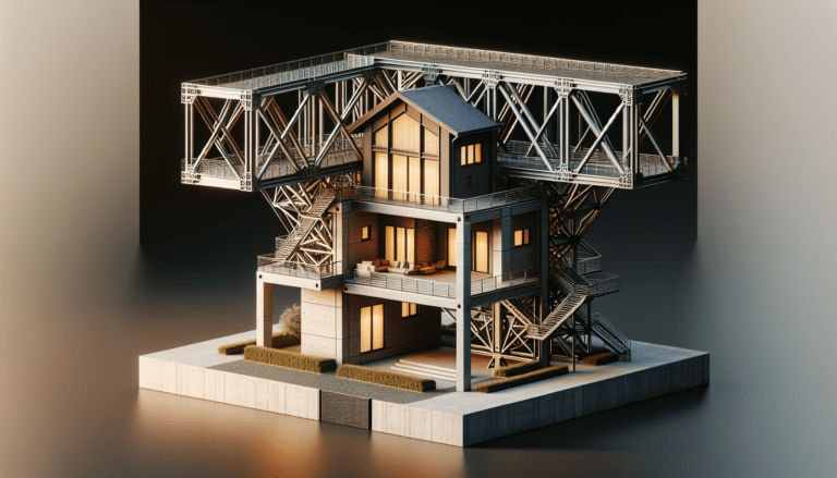 una fascinante casa familiar con forma de puente de acero y hormigón y con terraza colgante