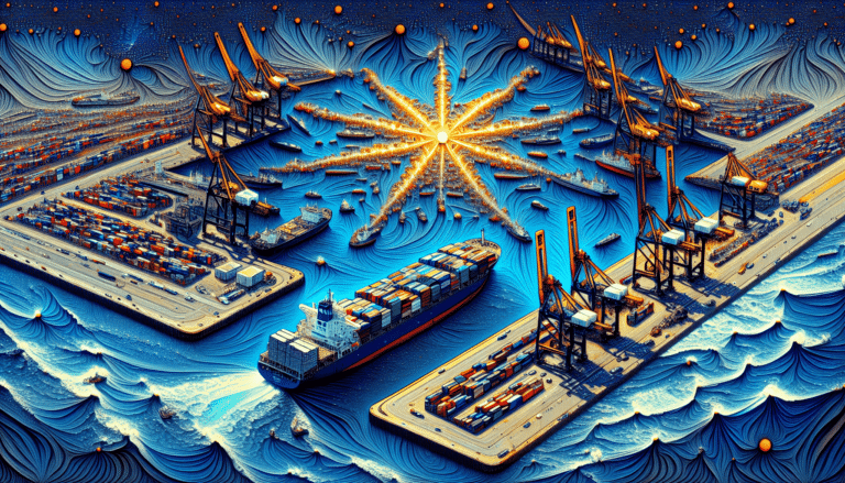 Containers are loaded to a ship in a habour