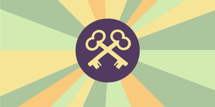 two crossed keys in a circle