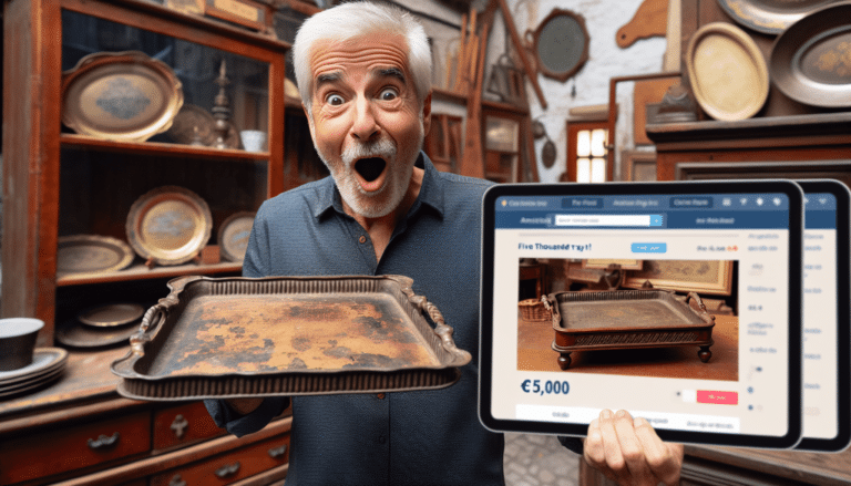 Un hombre compra una bandeja de segunda mano por cinco euros y su precio se multiplica por mil