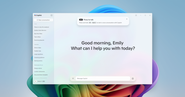 Copilot on Windows: Press to talk begins rolling out to Windows Insiders