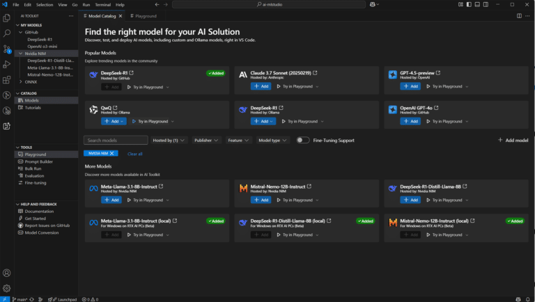 AI Toolkit for Visual Studio Code now supports NVIDIA NIM microservices for RTX AI PCs