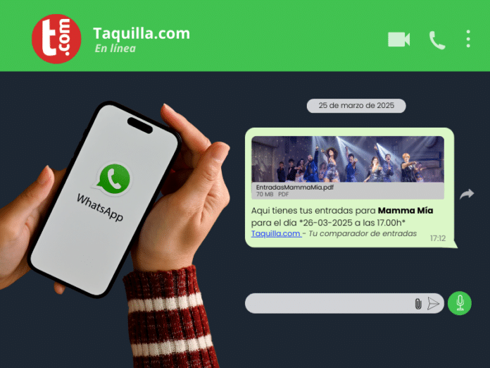 Taquilla.com mejora la experiencia de compra con el envío de entradas por WhatsApp