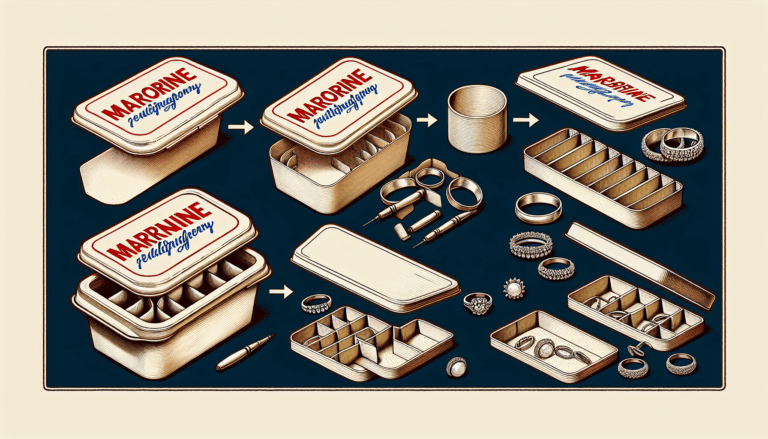 Nunca se me hubiera ocurrido reutilizar una caja de margarina para hacer un organizador de anillos. Y más bonito no puede ser