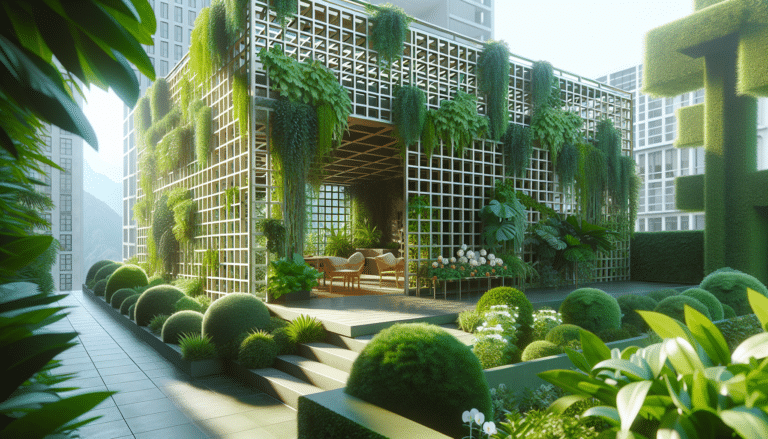 esta celosía de Bauhaus transforma la terraza en un vergel con mucha intimidad