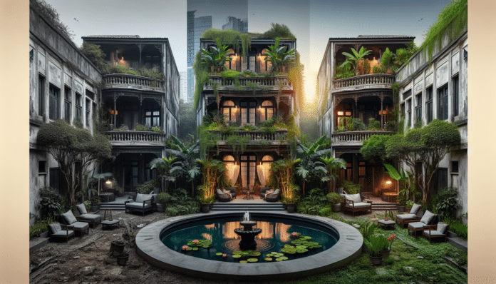 Así ha sido la radical transformación de este patio sucio, feo y descuidado en un jardín de lujo a doble altura