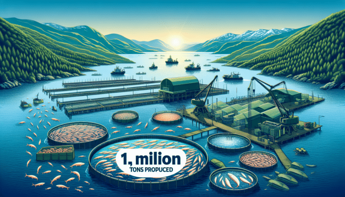 Aquaculture cages at sea.
