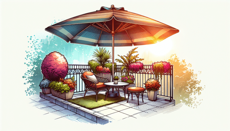 una sombrilla que ahorra espacio y se monta en la barandilla