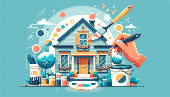 Hombre pintando el exterior de una casa