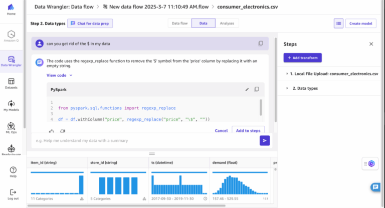 No-code data preparation for time series forecasting using Amazon SageMaker Canvas