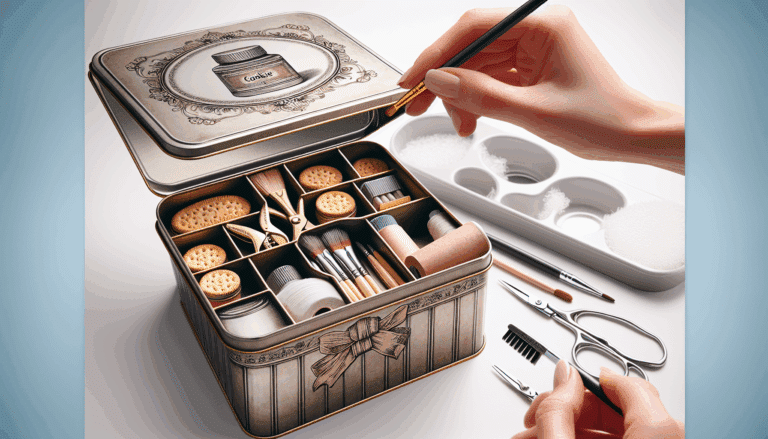 Reutiliza la caja de metal de las galletas o de los bombones y haz tú mismo este elegante organizador para el baño