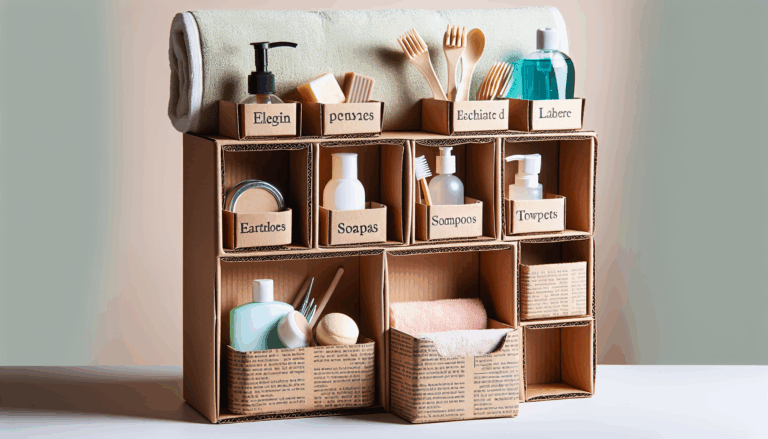 Con una caja de cartón y periódicos reutilizados podrás hacer este elegante organizador para el cuarto de baño