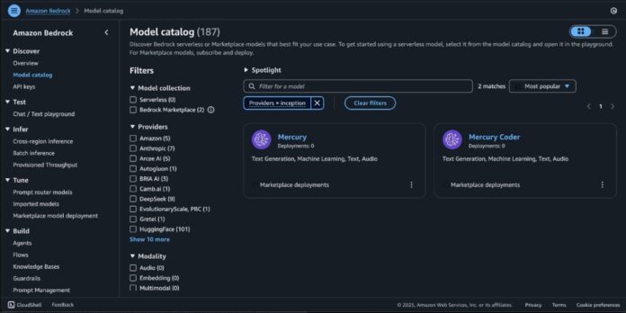 Mercury foundation models from Inception Labs are now available in Amazon Bedrock Marketplace and Amazon SageMaker JumpStart