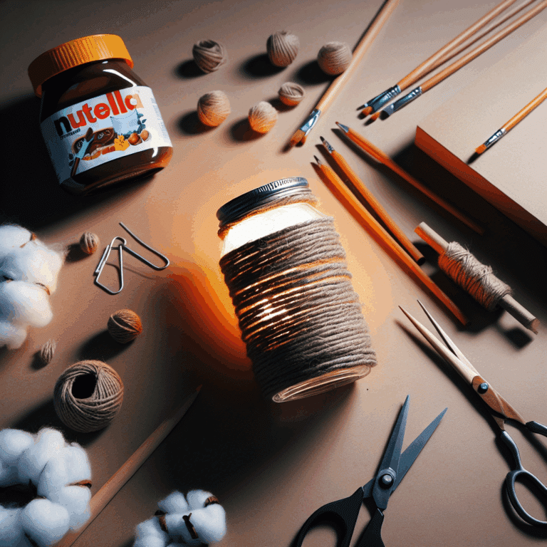 No lo sabía, pero si reutilizamos un bote de Nutella y varias cuerdas de algodón, podemos hacer esta preciosa luminaria