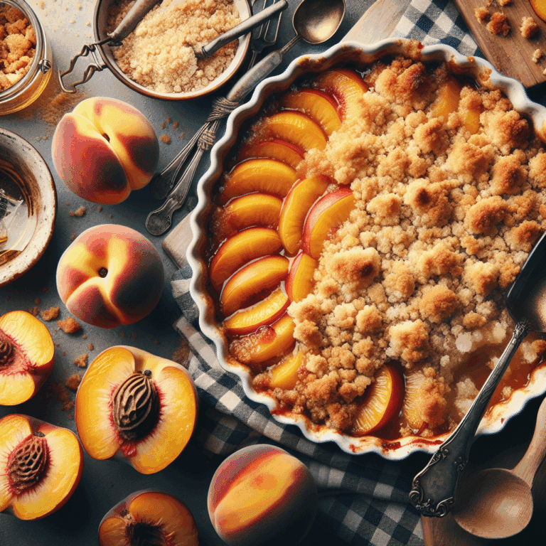 «Peach Crumble» con melocotones de temporada: Un Clásico americano irresistible