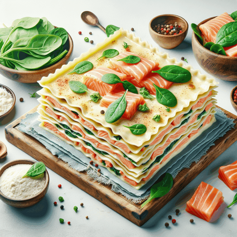 Lasaña blanca de salmón y espinacas: receta elegante para preparar con antelación