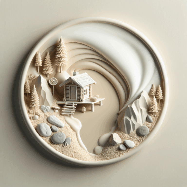 un refugio de tonos crema, madera y piedra