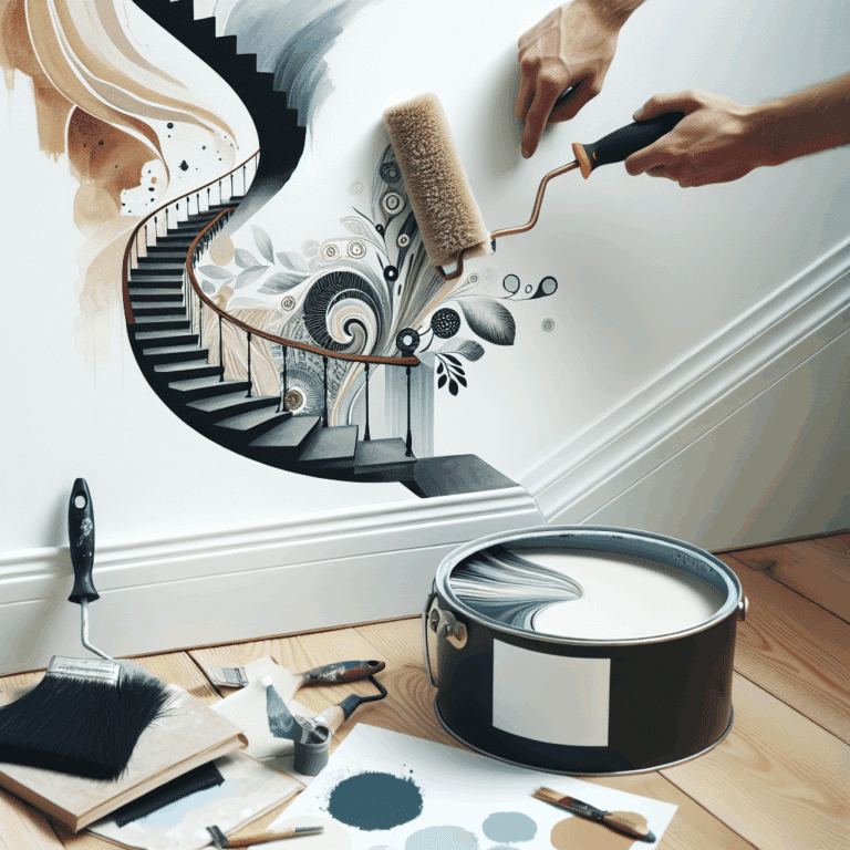 Barandilla o barandal de metal pintado en interior