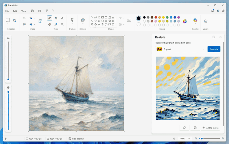 Restyle in Paint begins rolling out to Windows Insiders